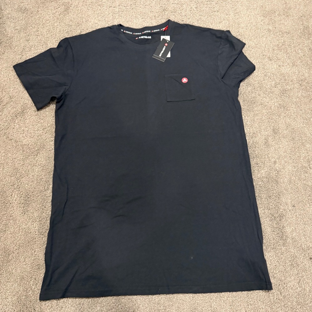 Airwalk Mens Short Sleeve Pocket T-Shirt Black‎ Crew Neck Logo Tee AWL0033CAW L
